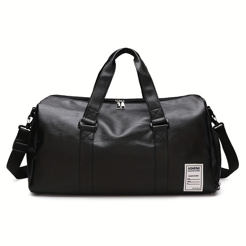 Stylish travel bag with roomy interior, premium PU material, separate shoe compartment, and versatile design.