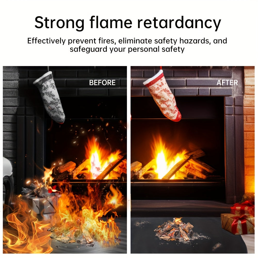 Fireproof and flame-retardant double-layer fiberglass floor mat designed for wood stoves, measuring 101.6x50.04cm. This durable mat is heat-resistant and high-temperature resistant, providing protection for your fireplace and stove top.