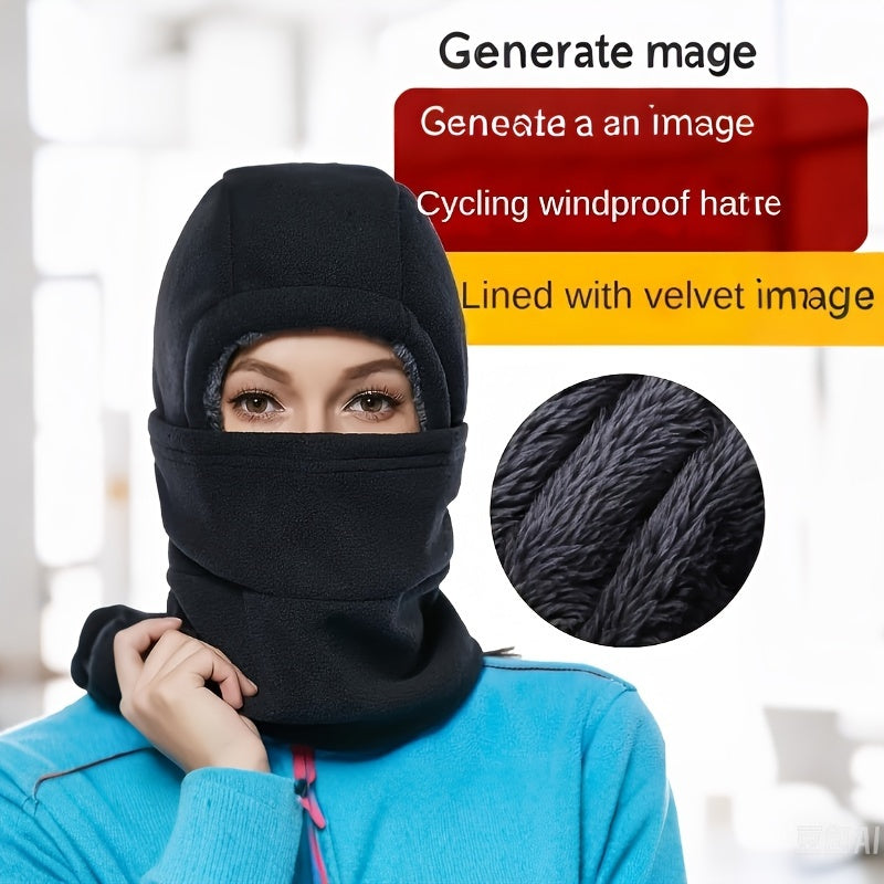 Stylish 3-in-1 Winter Balaclava - Windproof, Cozy Fleece Face Mask with Ear Covers for Outdoor Fun | Convenient Drawstring Closure, Great for Cycling & Chilly Days | Perfect Christmas Present for Wife or Friends