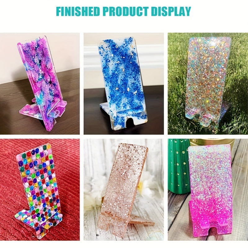 Silicone mold for making mobile phone stand resin casting, ideal for DIY crafts.