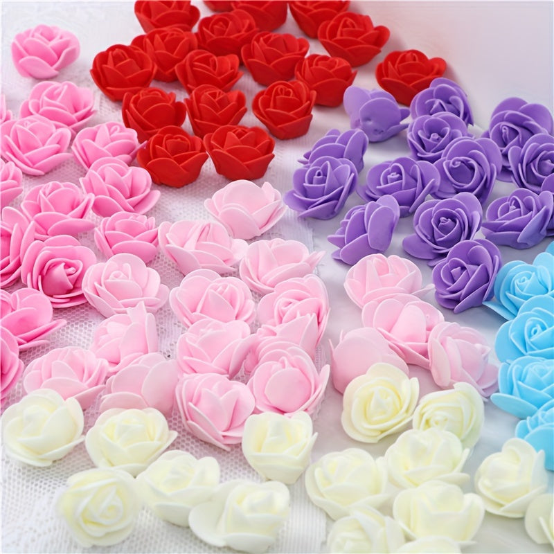 100 Artificial Rose Heads for Valentine's Day decoration, rose bear accessories, and wedding decor.