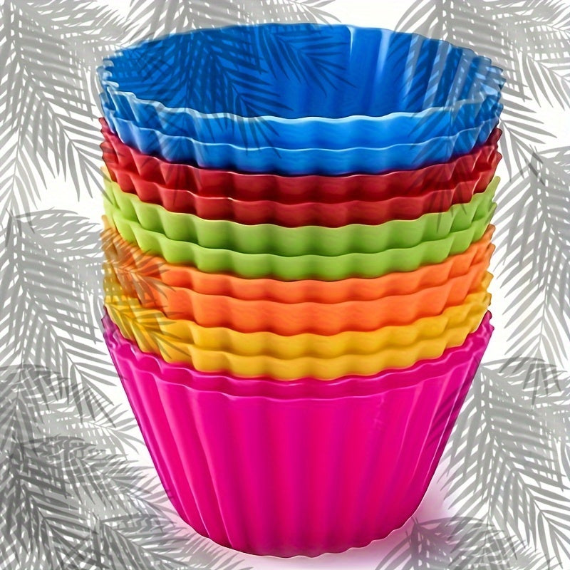 Pack of 12 or 18 Silicone Muffin Cups, Heat Resistant Cupcake Cups, Reusable Liners, Muffin Molds, Baking Tools, Kitchen Gadgets, and Accessories.