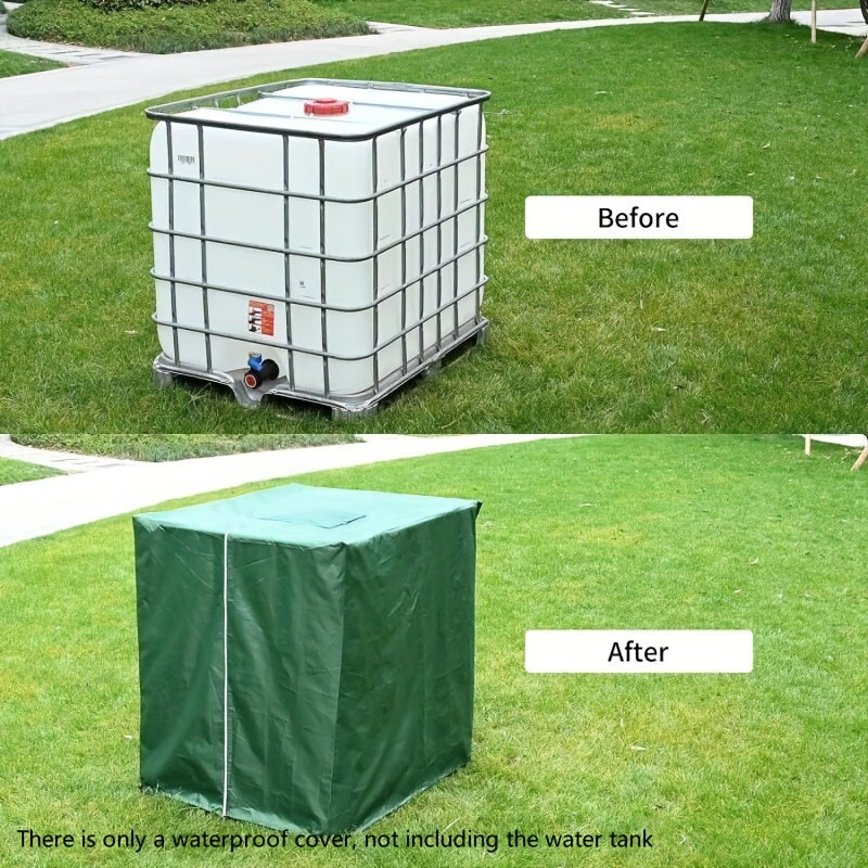 Waterproof UV protective cover with zipper for 1000L container lid made of 210D Oxford material. Perfect for outdoor use.