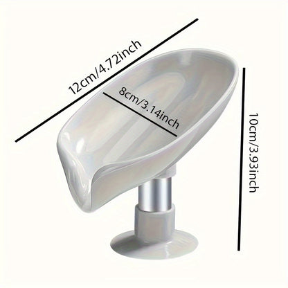 Suction cup soap holder for non-slip storage in bathroom. Water-resistant and does not require power.