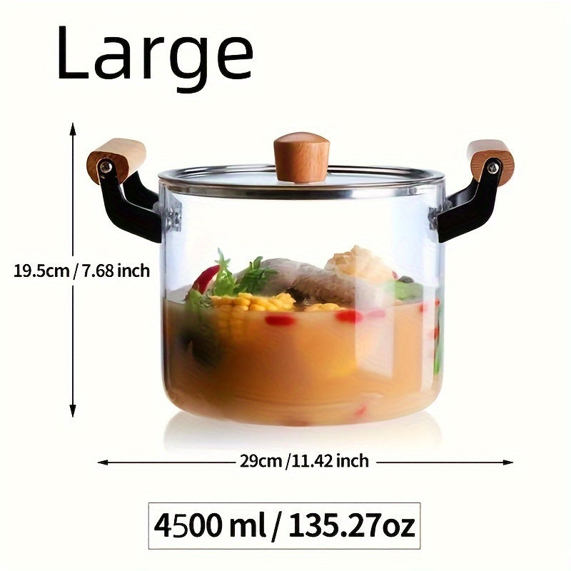 Dual Handled Glass Soup Pot with Lid - Ideal for a Variety of Dishes such as Pasta, Noodles, Soups & More - Safe for Dishwasher Use - Versatile Cookware for the Kitchen