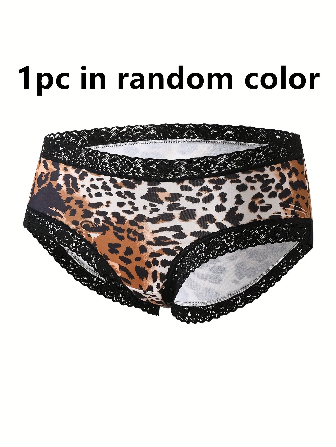 Mixed color leopard print low-rise lace women's panties.