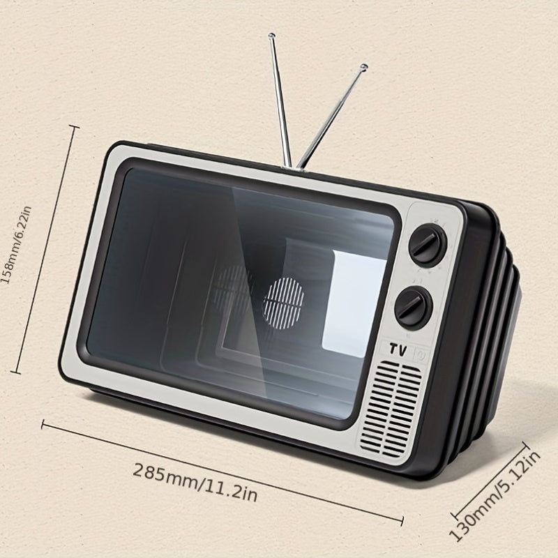 Vintage TV-shaped 30.48 cm phone screen amplifier magnifies 3D movies, videos, and games. Compatible with all smartphones.