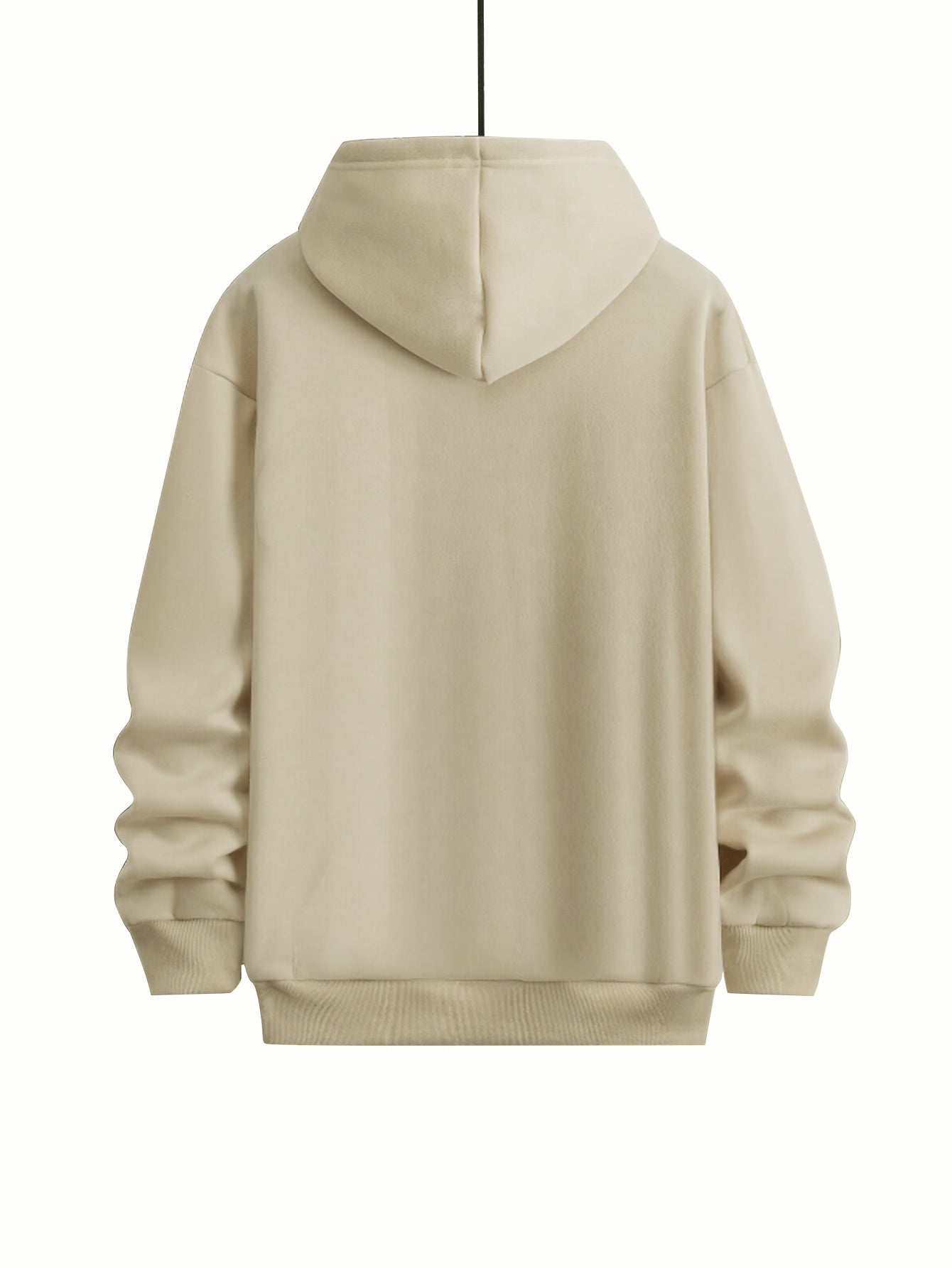 Men's plus-size light gray hoodie with letter print, perfect for outdoor activities in the fall/winter.