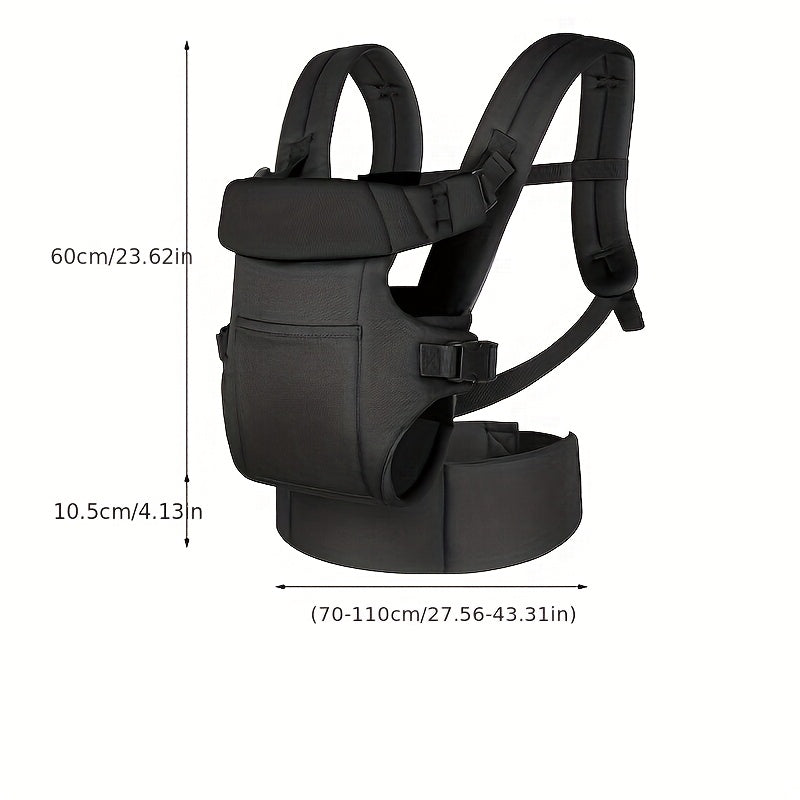 Foldable pad carrier for infants with dual-shoulder straps and thickened waist protection.