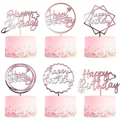 Golden Happy Birthday Acrylic Cake Toppers - Perfect for birthday cakes, baby showers, and party decorations. Enhance your dessert table with these stylish baking supplies.