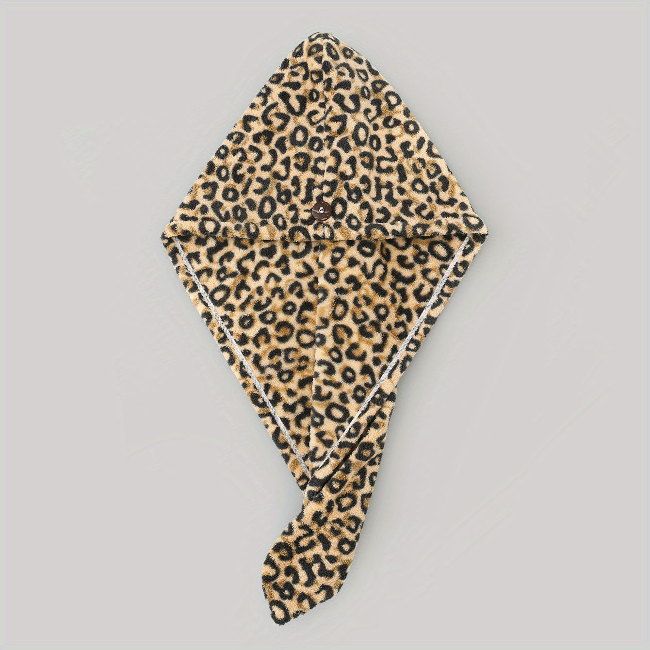 Leopard printed hair drying cap for women, absorbent and quick-drying, perfect for bathroom use.