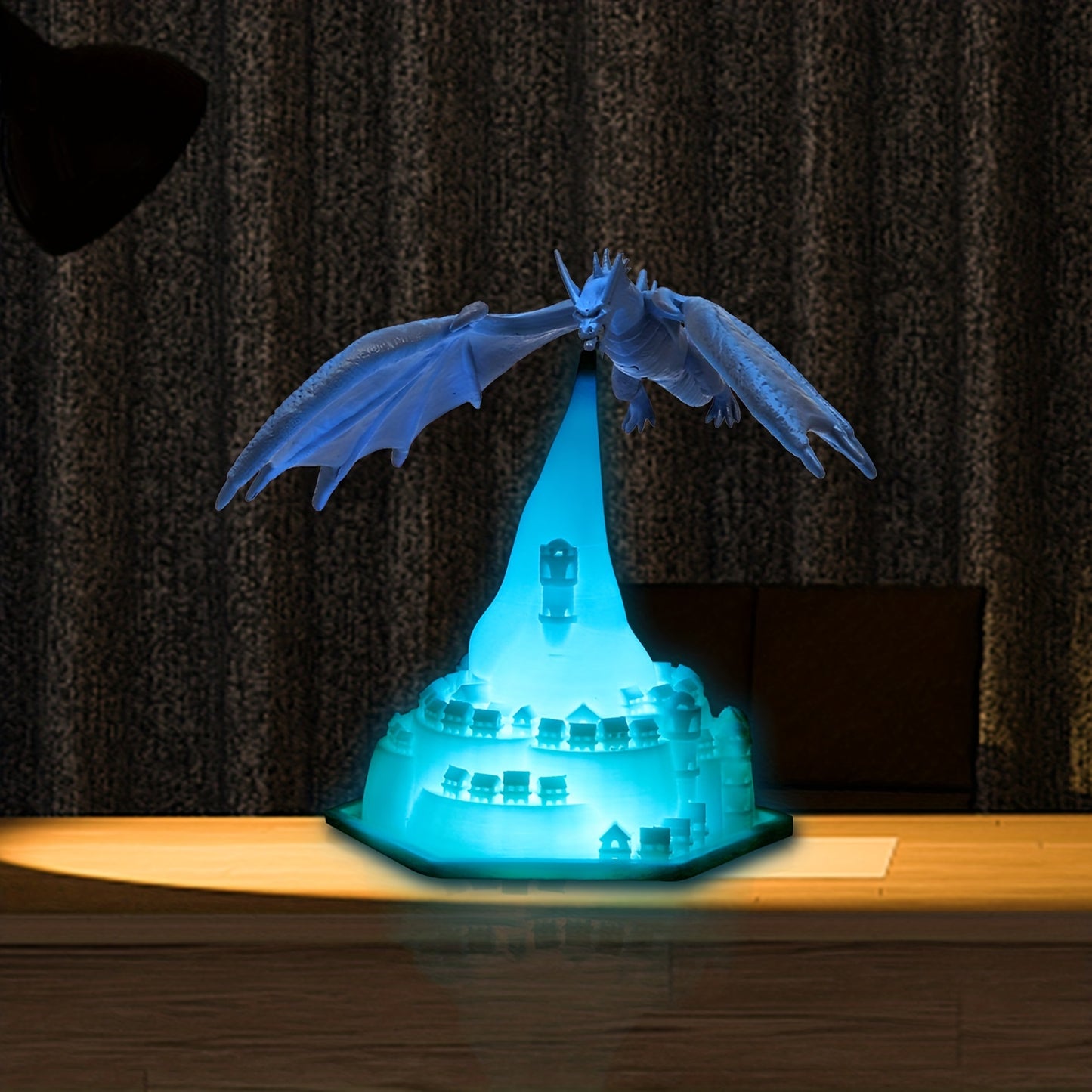 Dynamic Balance Dragon: Fire, Rotating and Breathing Night Light; Rechargeable Desktop Lamp for Bedroom.