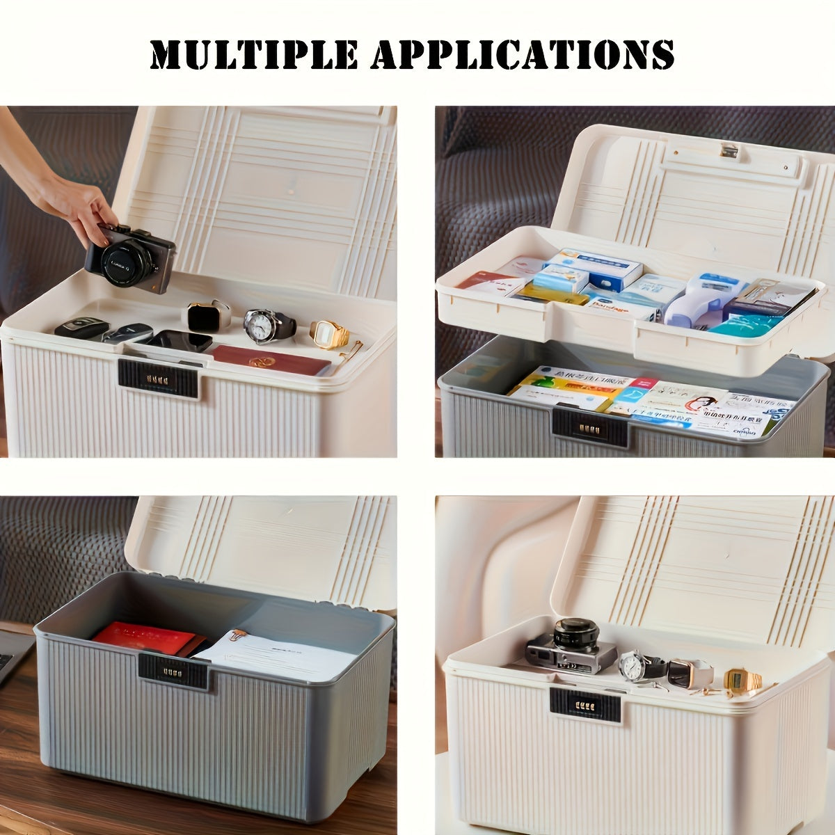 Lockable storage box for valuables, documents, and passwords - perfect for home, office, or dorm.