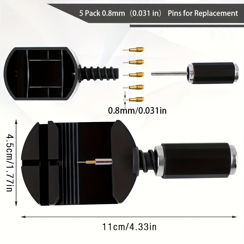 Watch Link Removal Tool Kit - 11 pieces Set, includes Tool for Watch Band Strap Adjustment, Chain Pin Remover, and Bracelet Sizing. Perfect for Watch Repair and makes an Excellent Gift Choice