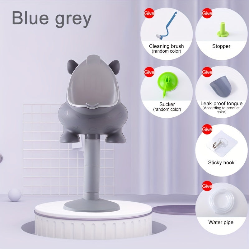 Adjustable Height Portable Kung Fu Pig Potty Training Urinal for Boys & Girls - Light Gray/Blue, Easy Assembly