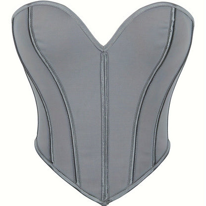 Solid corset bustier with tummy control and lace-up detail, women's lingerie and shapewear.