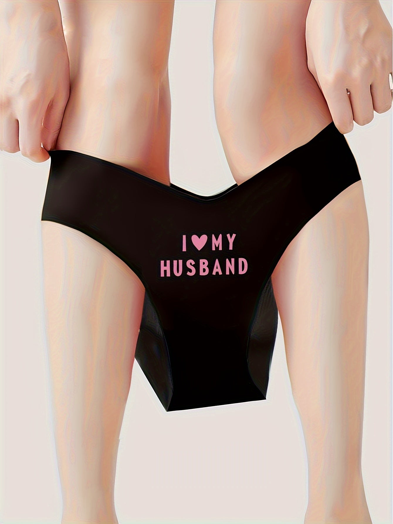 Sexy "I Love My Husband" briefs for women, comfortable and breathable.