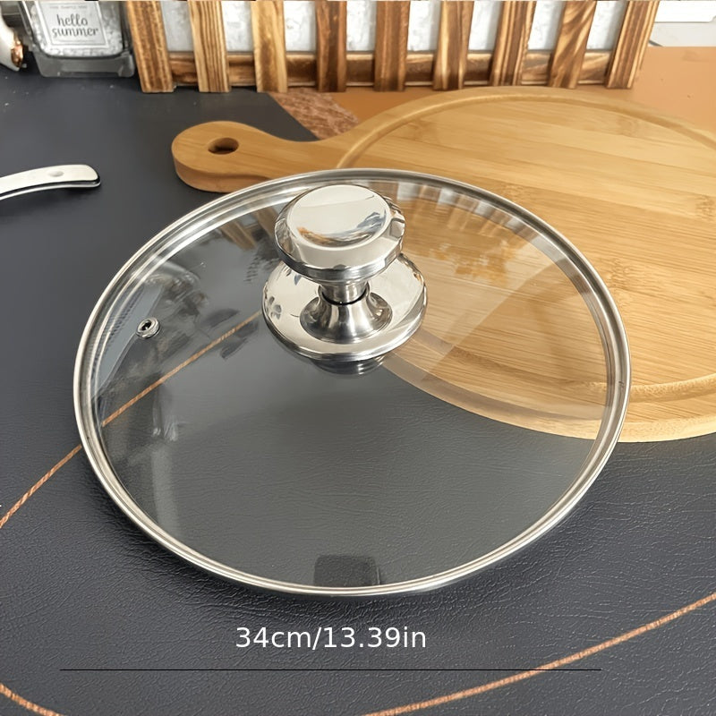 Round Universal Fits Tempered Glass Lid - Ideal for Woks, Steamers, and Soup Pots. Easy to Clean and Thick for Multi-Purpose Use - Essential Kitchen Cookware Accessory