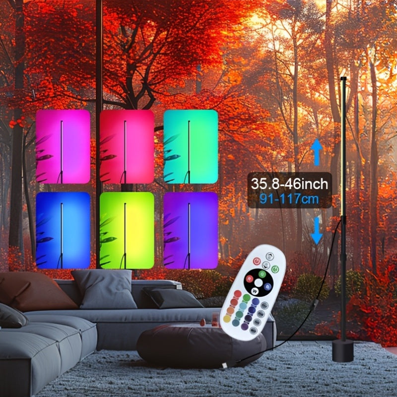 Adjustable Nordic-style LED corner floor lamp with USB power, ideal for living room, bedroom, and gaming room ambient lighting in black.