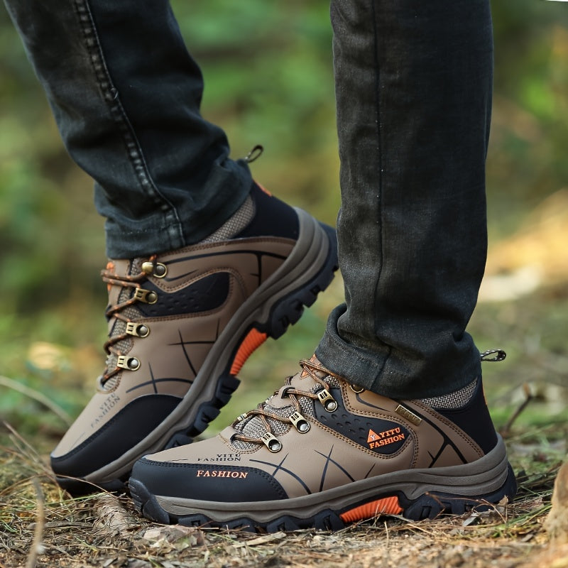 Men's durable hiking shoes - comfortable and anti-skid for hunting, camping, and trekking.