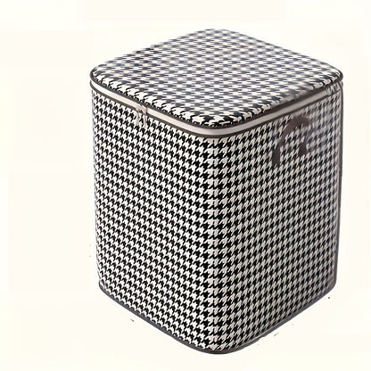 One-third pack of 180.0L extra large houndstooth storage bins made of thickened woven material. Dustproof and moisture-resistant with double zipper and handles. Unscented and no electricity or batteries required.