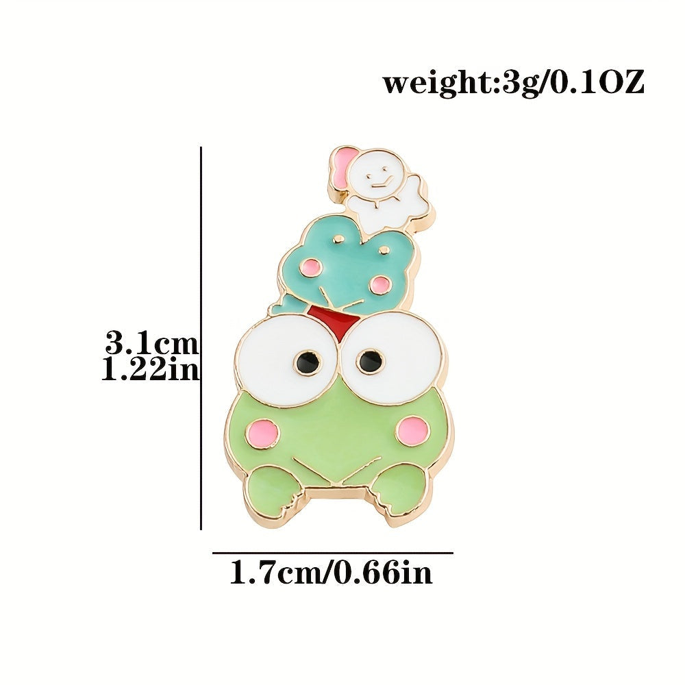 Cute Sanrio Cartoon Kulomi Brooch Set of 9, featuring adorable animal designs with colorful zirconia accents. Made from zinc alloy enamel, perfect for accessorizing backpacks, clothing, and jewelry as a charming holiday gift.