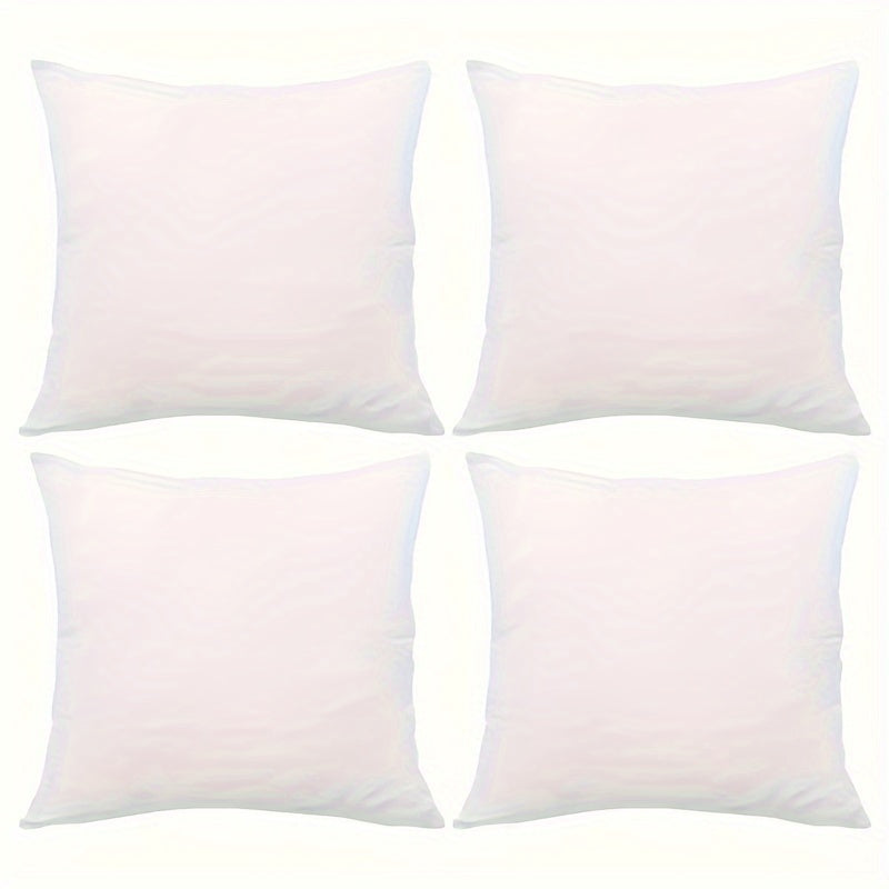 4 white pillow covers, 18x18 inches, solid color, soft velvet modern design for living room, bedroom, or sofa.