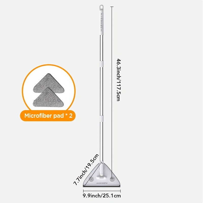 Joybos 360° Swivel Triangle Mop Set with Extendable Handle - Ideal for Cleaning Windows, Ceilings, Walls, and Floors - Comes with 2 Microfiber Pads, Great for Getting Your Home Ready for Christmas and Halloween