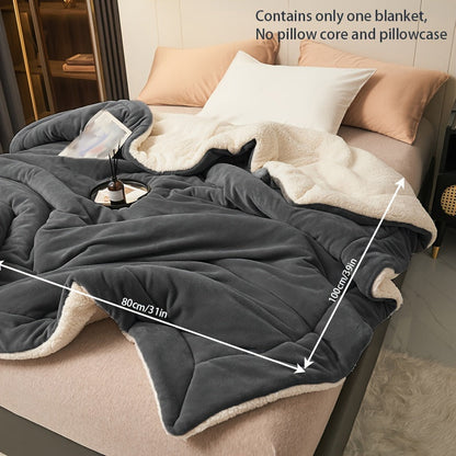 Double-layer Milk Velvet Lamb Press Line Blanket in a simple dark gray color, perfect for leisure and relaxation.