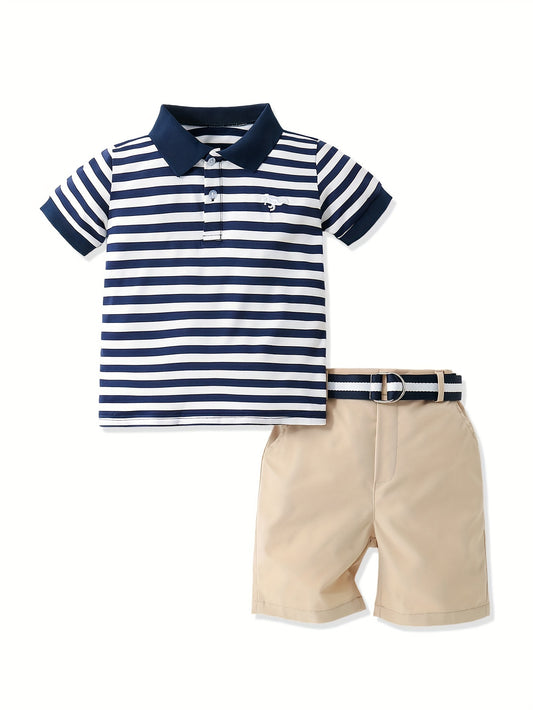 New Summer Short Sleeve and Shorts Set for Boys, perfect for outdoor activities and school style.