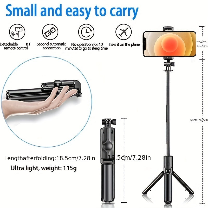 Portable travel bracket with wireless fill light and remote for selfie sticks with BT, compatible with S03 Wireless Selfie Stick.