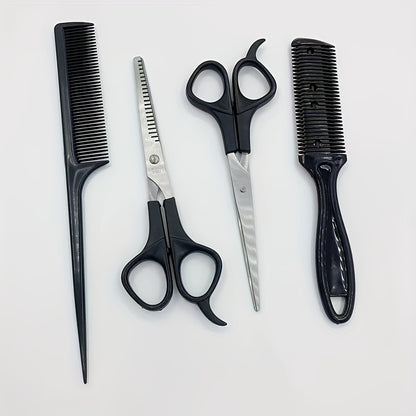 4-piece Professional Hair Styling Tool Set - includes scissors, comb, and thinning shears for precise haircuts and thinning