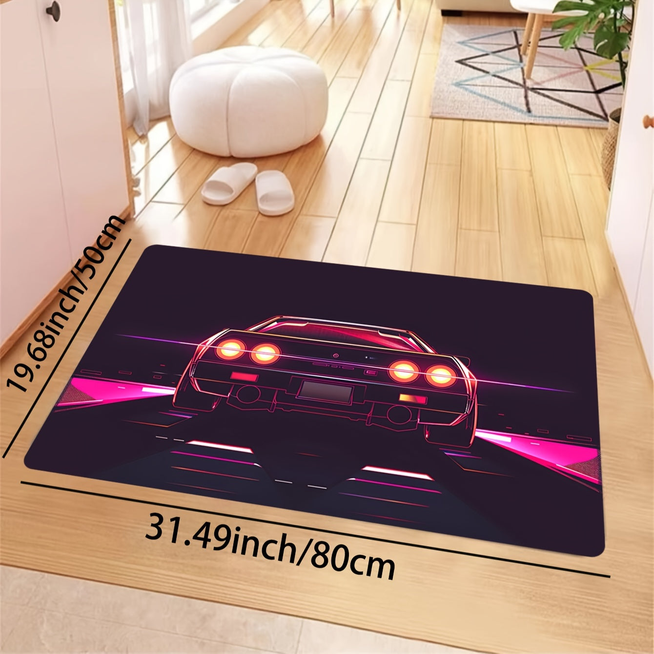 Stylish Sports Car Design Doormat, Made with 8mm Thick Soft Polyester Material, Easy to Clean in the Washing Machine, Rectangular Indoor Rug Perfect for Living Room, Bedroom, Kitchen, Entryway - Features Non-Slip Backing for Safety and a Decorative Touch