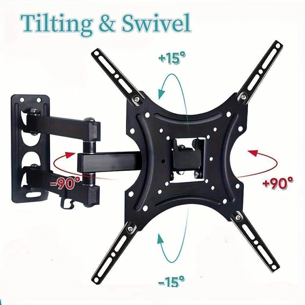 Adjustable TV & Monitor Wall Mount Bracket with Full Motion Articulating Arms for Swivel, Tilt & Extension - Compatible with 32-55 inch LED LCD Flat Curved Screens, Holds up to 44 lbs, Easy Installation with No Power Required.