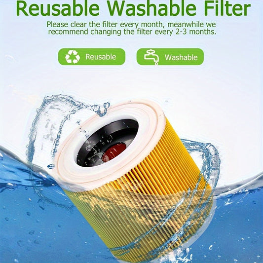 Filter for Karcher A 2204, 2254, 2101, 2201, WD2, WD3, MV2, MV3, WD2.200, WD3.500 P, WD 3.200 Wet And Dry Vacuum - 1 Pack