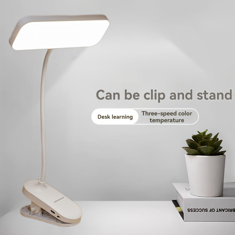 LED Desk Lamp with Dimmable Light, Adjustable Color Temperature, Bendable Neck, Touch Control, Clip-on Design, Dual Power USB/Battery, 800mAh Lithium - perfect for Bedroom, Home Office