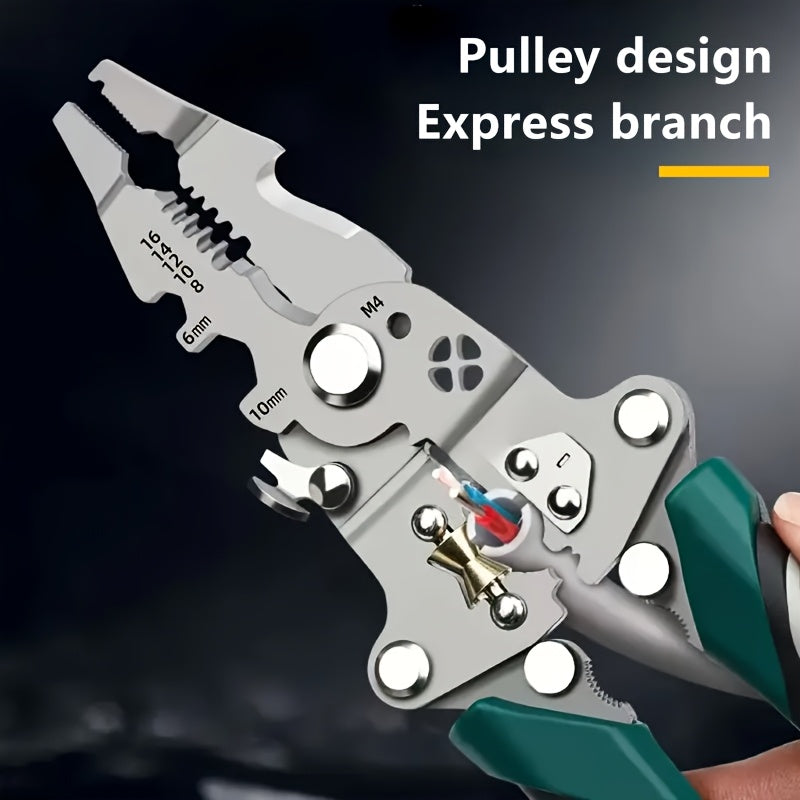 New model industrial-grade wire stripping pliers designed for electricians with multifunctional capabilities.