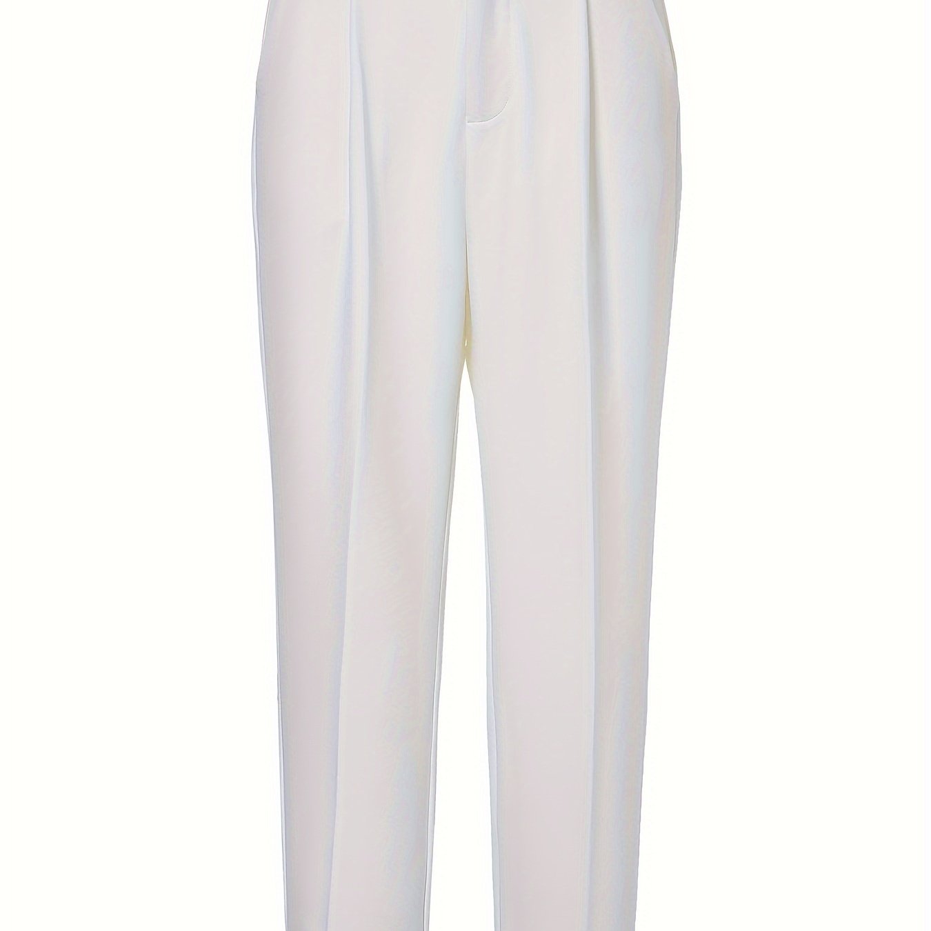 Pleated straight leg pants with pocket, casual cropped suit pants for women.