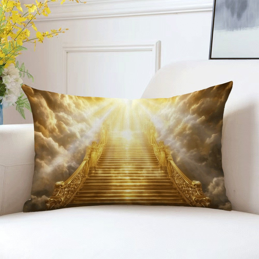 Heavenly Ladder Print Pillow Cover - 1 Piece, 50.8x30.48 cm, Made of Polyester, Machine Washable, Features Zipper Closure, Casual Style, Suitable for All Seasons, Movie Theme Design, Recommended for Back Sleepers, Perfect for Sofa and Living Room