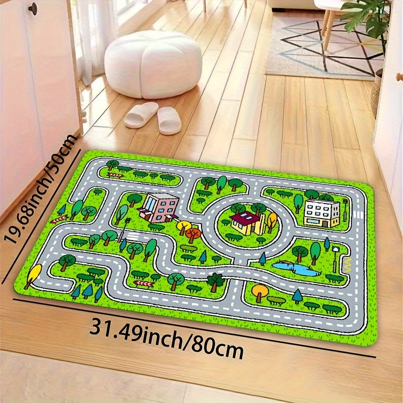 Play in style with this adorable Cute Cartoon Pattern Play Area Sponge Rug! Available in multiple sizes, this washable rug is perfect for your living room, bedroom, playroom, or anywhere in your home. Keep your floors clean and safe with this non-slip