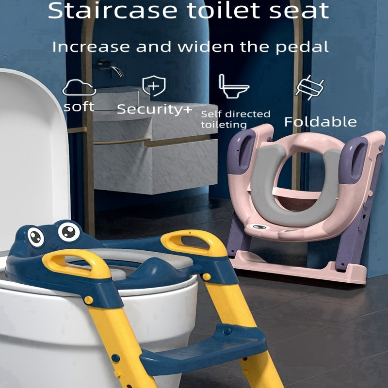 Kids' Step Stool for Toilet Training, 1 Piece, Designed for Easy Independent Use, Slip-resistant and Safe, Cushioned Seat with Non-stick and Anti-freeze features, Height Adjustable and Folds for Convenient Storage.