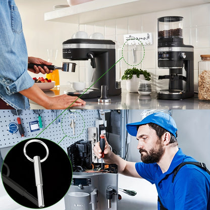 Replace your Jura Capresso/Impressa O-Rings and use the Oval Head Key Tool with this comprehensive kit. It includes everything you need for replacing the Brew Group and Drainage Valve. Compatible with Jura C, E, ENA, F, J, S, Z, X, and Cappuccino Maker