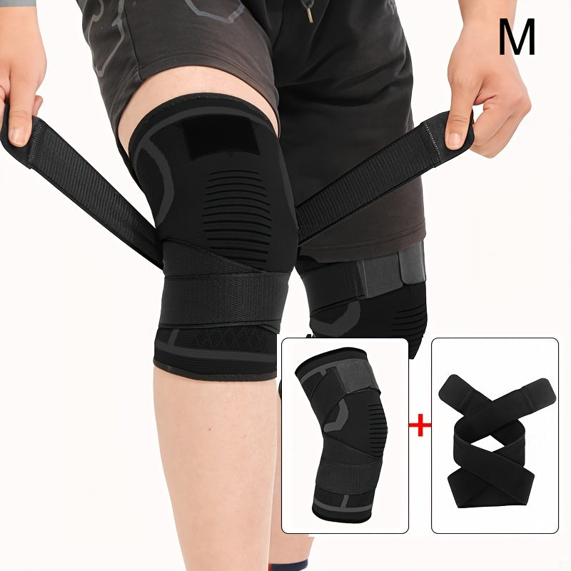 XuanGui Adjustable Nylon Knee Support Brace with Strap - Black & Red Design; Stabilizes knee joints for various activities, secure fit.