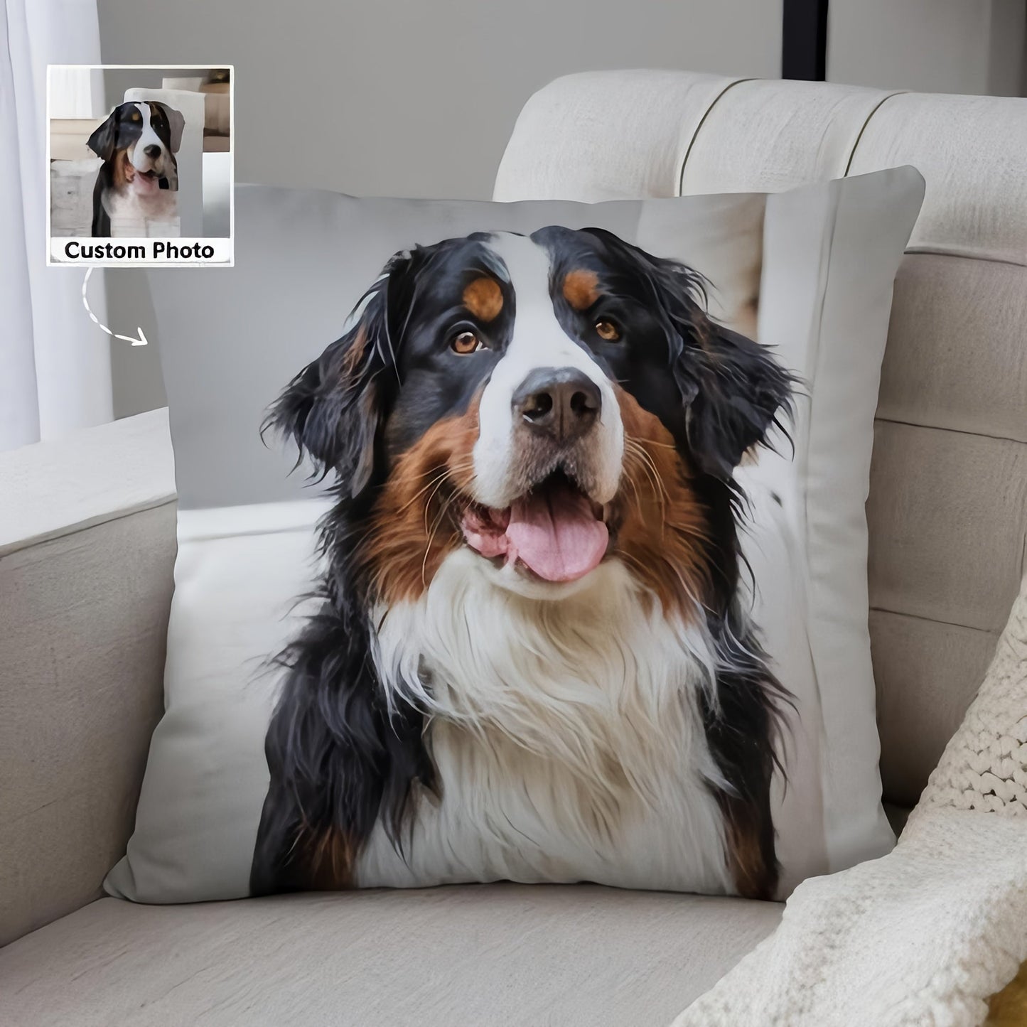 Soft Short Plush Custom Pet Photo Pillowcase, Single-Sided Print - 45.72x45.72 cm - Perfect for Home & Sofa Decor - Cushion Not Included - Great Valentine's Day Gift Idea