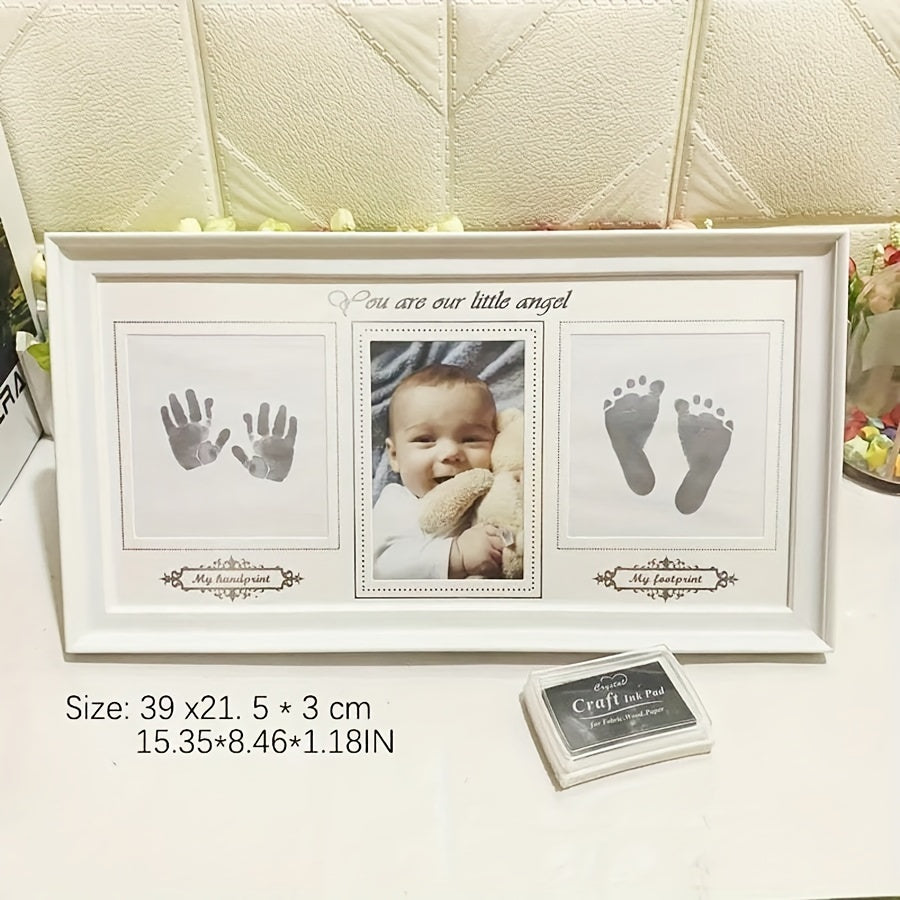 Capture your baby's precious handprints and footprints with our Keepsake Collage Picture Frame Kit. Made from durable Polyvinyl Chloride material, this frame is perfect for preserving memories. It makes an ideal gift for birthdays and milestones, and is