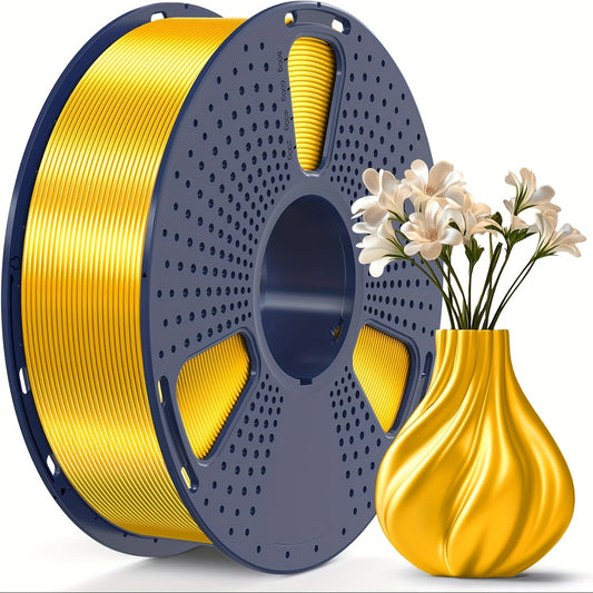 1kg of SUNLU Shiny PLA 3D Printer Filament, 1.75mm, with Smooth Surface and Dimensional Accuracy +/- 0.02mm in Light Golden Color.