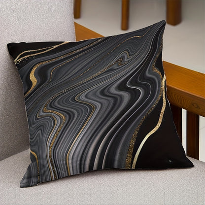 Luxury black and golden pillow covers, 44.98 cm x 44.98 cm, machine washable and durable. Perfect for adding a soft accent to your couch.