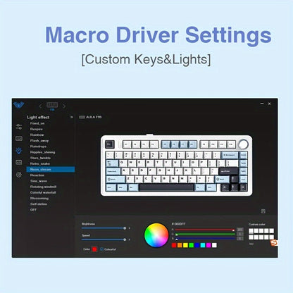 AULA F75 RGB Mechanical Gaming Keyboard: 2.4G Wireless/Wired, Hot-Swappable, Ergonomic Design, 75% Layout with OEM Profile & Gasket Structure, Customizable Keycaps, Ideal for Office &
