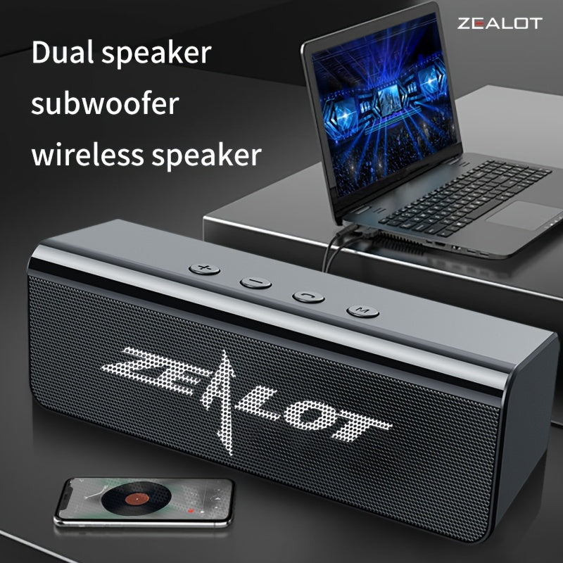 ZEALOT S31 5W*2 Wireless Speaker with Dual Pairing, 10-hour playtime, high-fidelity sound, booming bass, and compatibility with smartphones, tablets, and TVs. Includes charging and aux