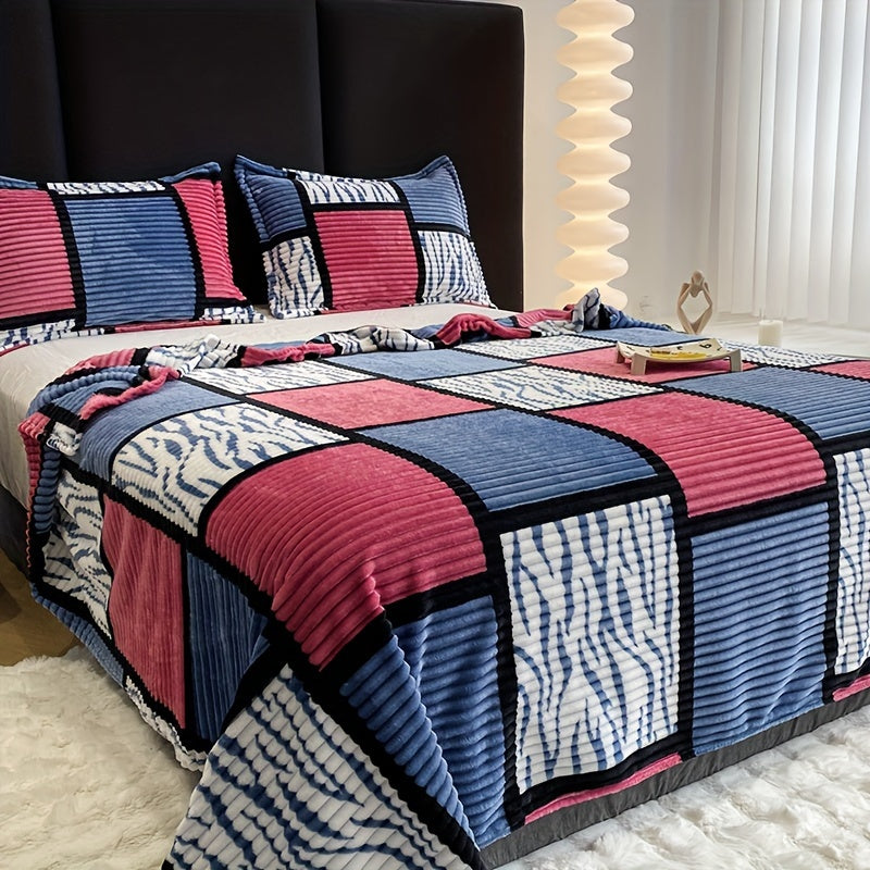 This versatile plaid plush blanket is perfect for all your needs. Whether you're looking for a cozy throw blanket for the sofa, a warm shawl for the office, or a comfortable bed cover for sleeping, this multifunctional blanket has you covered. Its